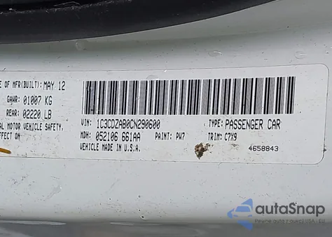 2012 Dodge Avenger Se z USA, uszkodzony, nr VIN 1C3CDZAB0CN290600